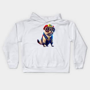 Childish Pug in Pirate Hat - Cute and Playful Dog with Pirate Costume Kids Hoodie